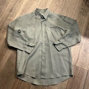 PRONTO UOMO | vintage gray/tan tencil blend button down shirt, size large